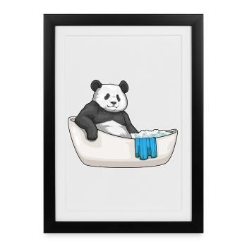 Panda Bathing Bathtub - Framed poster (27 × 37 cm) - black - Front