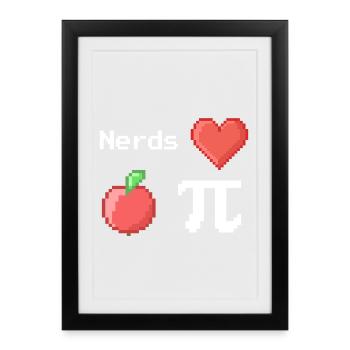 Nerds Love Apple Pi Pi Pi Sayings Math Pixel - Framed poster (27 × 37 cm) - black - Front