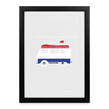 Pays-BasCampers - Affiche encadrée (27 × 37 cm) - noir - Devant