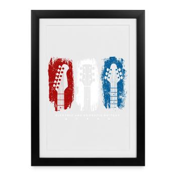 Flag Trio Guitars Grunge - Framed poster (27 × 37 cm) - black - Front
