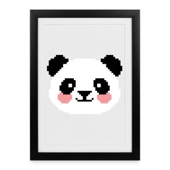 Panda 8 bits - Affiche encadrée (27 × 37 cm) - noir - Devant