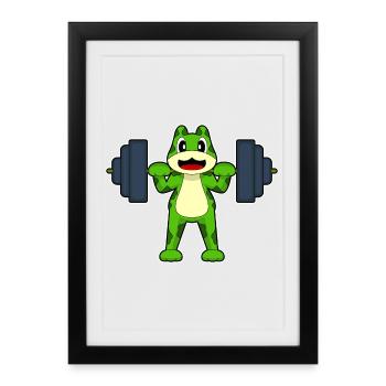 Frog Bodybuilder Barbell Bodybuilding - Framed poster (27 × 37 cm) - black - Front