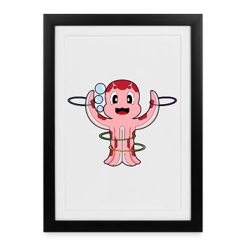 Gymnastique d’entraînement avec cerceau de fitness Octopus - Affiche encadrée (27 × 37 cm) - noir - Devant