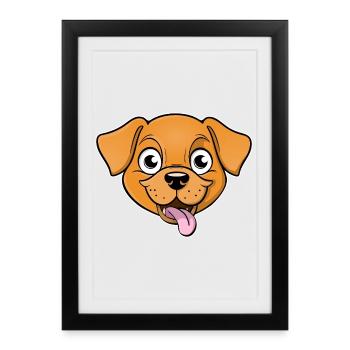 Image joyeuse de la tête d’un chien - Affiche encadrée (27 × 37 cm) - noir - Devant