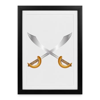 Sabres de pirates croisés – Thème d’aventure classique - Affiche encadrée (27 × 37 cm) - noir - Devant