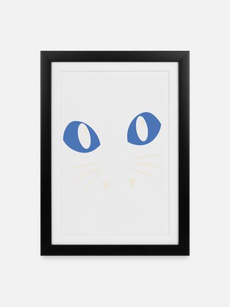 Blue-Eyed Cat - Framed poster (27 × 37 cm) - black