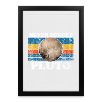 N’oubliez jamais Pluton Rétro Astronomie Espace Vintage - Affiche encadrée (27 × 37 cm) - noir - Devant