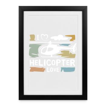 I love Helicopter - Helicopter vintage icon - Framed poster (27 × 37 cm) - black - Front