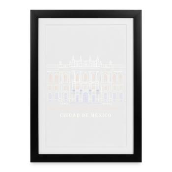 Mexico City, Art Museum, Hand Drawing - Framed poster (27 × 37 cm) - black - Front