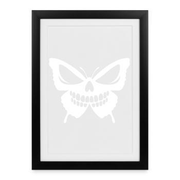 Conception complexe de crâne de papillon - Affiche encadrée (27 × 37 cm) - noir - Devant