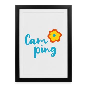 Camping Fleur Camper Fan Vacances Van Life Été - Affiche encadrée (27 × 37 cm) - noir - Devant
