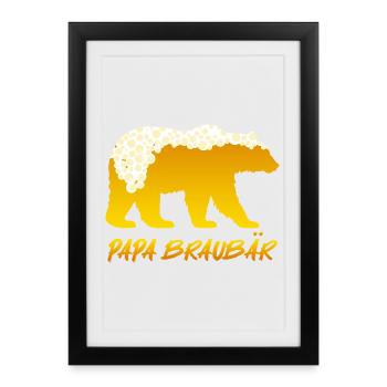 Soon DAD BROWN BEAR Father BROWN BEAR Fatherhood Funny - Framed poster (27 × 37 cm) - black - Front
