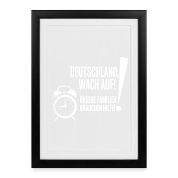 Deutschland Wach Auf Motiv mit Wecker - Gerahmtes Poster (27 × 37 cm) - Schwarz - Vorne
