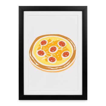 Pizza Salami Design - Motif de nourriture amusant - Affiche encadrée (27 × 37 cm) - noir - Devant