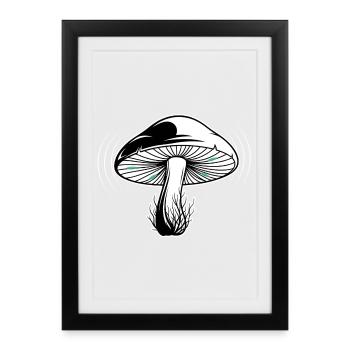 Mystical Forest Mushroom Illustration - Framed poster (27 × 37 cm) - black - Front