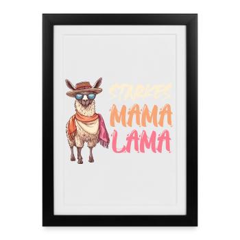 Future maman STRONG MOM LAMA Drôle - Affiche encadrée (27 × 37 cm) - noir - Devant