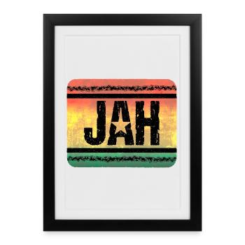 Jah Star in Reggae Vintage Style - Framed poster (27 × 37 cm) - black - Front