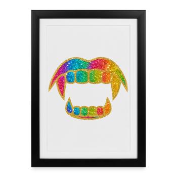 Rainbow Glitter Mouth - Framed poster (27 × 37 cm) - black - Front