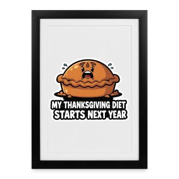 Régime de Thanksgiving l’année prochaine - Affiche encadrée (27 × 37 cm) - noir - Devant