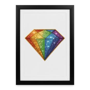 Diamant scintillant arc-en-ciel - Affiche encadrée (27 × 37 cm) - noir - Devant