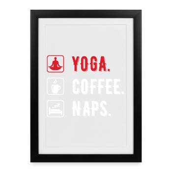 Yoga café siestes hommes - Affiche encadrée (27 × 37 cm) - noir - Devant