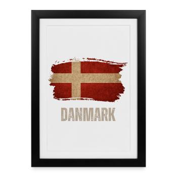 Drapeau grunge du Danemark, fierté danoise - Affiche encadrée (27 × 37 cm) - noir - Devant