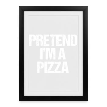 Faire semblant d’être une pizza Costume d’Halloween paresseux drôle - Affiche encadrée (27 × 37 cm) - noir - Devant