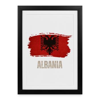 Drapeau grunge de l’Albanie, fiers Albanais - Affiche encadrée (27 × 37 cm) - noir - Devant