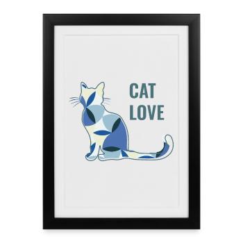 Katzenliebe - Amour des chats - Affiche encadrée (27 × 37 cm) - noir - Devant