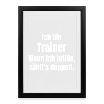 Ich bin Trainer Spruch Shirt - Gerahmtes Poster (27 × 37 cm) - Schwarz - Vorne