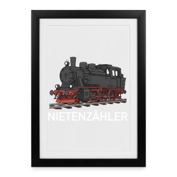 Compteur de rivets Locomotive ferroviaire Locomotive - Affiche encadrée (27 × 37 cm) - noir - Devant