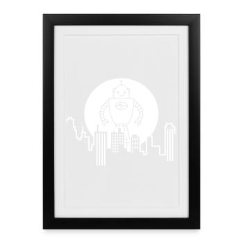 City Silhouette Robot: AI Meets Urban Design - Framed poster (27 × 37 cm) - black - Front
