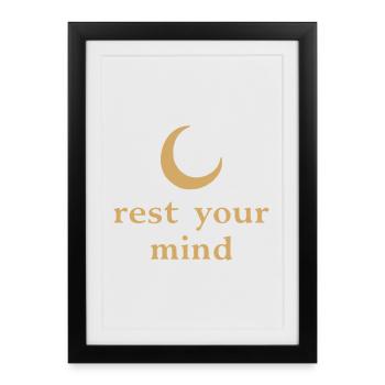 Rest Your Mind Moon Mindfulness Statement - Framed poster (27 × 37 cm) - black - Front