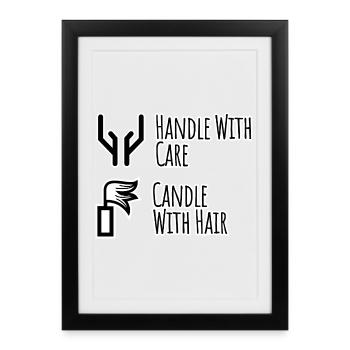 Handle With Care / Candle with Hair - Flachwitz! - Framed poster (27 × 37 cm) - black - Front