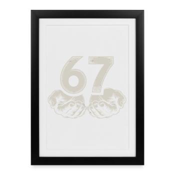 Drôle 67 Meme Mains Gen Alpha Humour - Affiche encadrée (27 × 37 cm) - noir - Devant
