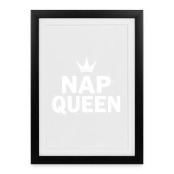 Nap Queen Saying for Late Risers - Framed poster (27 × 37 cm) - black - Front