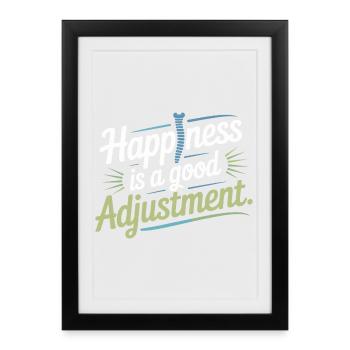 Chiropractor Happiness Is A Good Adjustment  - Framed poster (27 × 37 cm) - black - Front