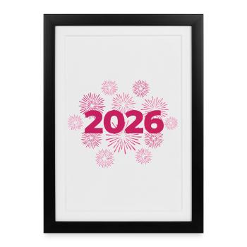 2026 Fireworks New Year's Eve Celebration - Framed poster (27 × 37 cm) - black - Front