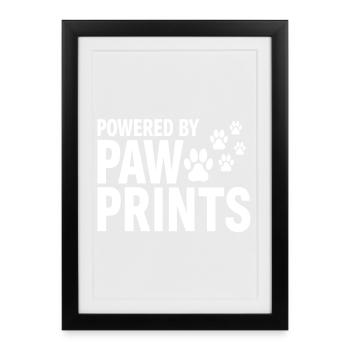 Powered By Paw Prints Dog Love Statement - Framed poster (27 × 37 cm) - black - Front