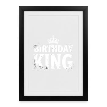 Tenue d’anniversaire masculine du roi Crown d’anniversaire - Affiche encadrée (27 × 37 cm) - noir - Devant