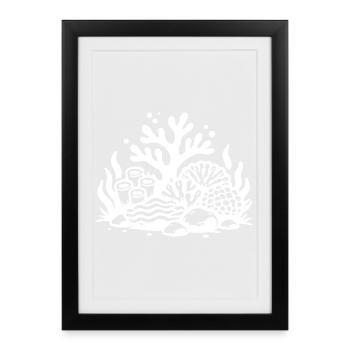 Icône corallienne de l’océan récif corallien - Affiche encadrée (27 × 37 cm) - noir - Devant