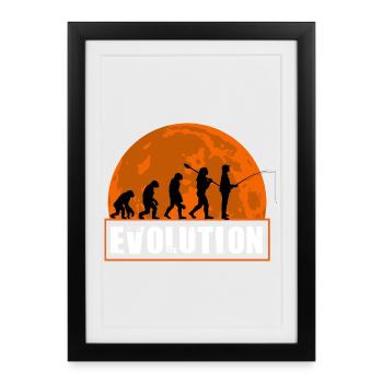 Évolution de l’homme pêcheur pêcheur Pêcheur Papa Fête des pères - Affiche encadrée (27 × 37 cm) - noir - Devant