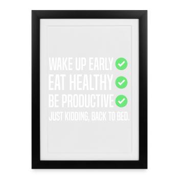 Funny New Year's Resolution - Framed poster (27 × 37 cm) - black - Front