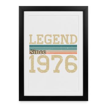 Légende depuis 1976 Anniversaire 1976 Vintage - Affiche encadrée (27 × 37 cm) - noir - Devant