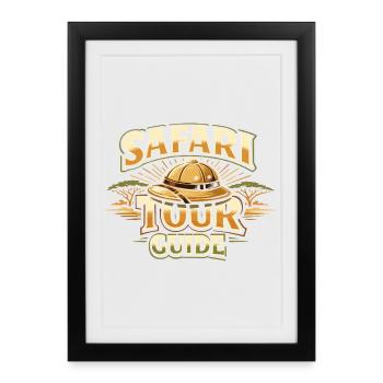 Guide touristique de safari, costumes, Carnaval, Zoo d’Afrique - Affiche encadrée (27 × 37 cm) - noir - Devant