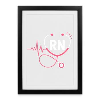 RN Heartbeat Stethoscope - Framed poster (27 × 37 cm) - black - Front