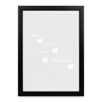 Love Has Four Paws Font Motif - Framed poster (27 × 37 cm) - black - Front