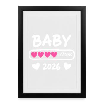 Baby Loading 2026 Parents enceintes - Affiche encadrée (27 × 37 cm) - noir - Devant