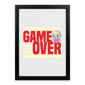 Un humour rétro de game over encore ? - Affiche encadrée (27 × 37 cm) - noir - Devant