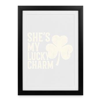 She's My Lucky Charm Clover Design - Framed poster (27 × 37 cm) - black - Front